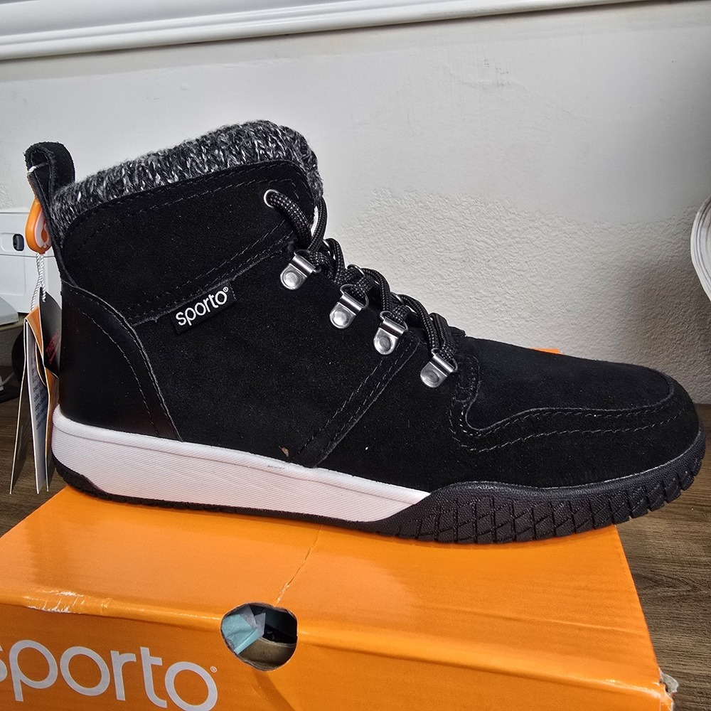 Sporto Abby Sneakers Shoes Women Size 10M Black Suede/Leather High Top‎